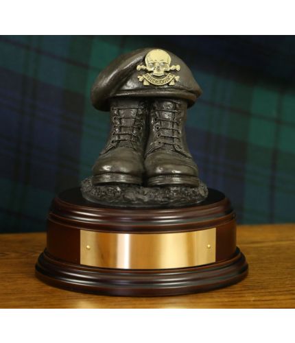 17th/21st Lancers Boots and Beret, cast in cold resin bronze and we offer this Boots and Beret on a choice of presentation bases, the BB2, BB3 and BB4 have room to add an engraved plate.