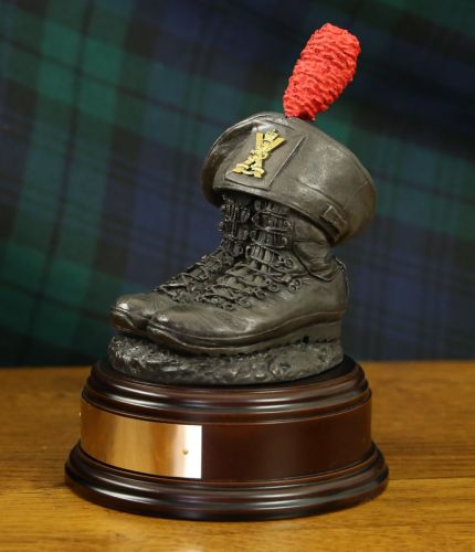 3rd Battalion, Royal Regiment of Scotland Boots and TOS, cast in cold bronze and mounted on a choice of base. Some of the bases include optional engraved brass plate.