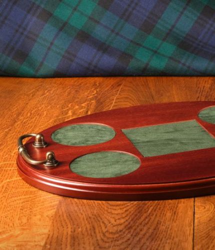 Wooden Serving Tray for a Whisky or Brandy 5 Piece Crystal Set.
