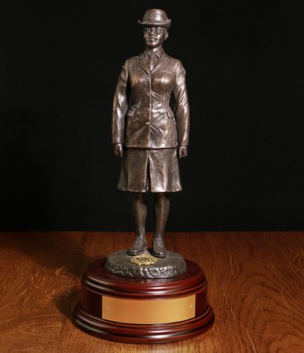 This is our 11" tall statue of a WRAF Aircraftwoman on Parade. We include is a personalised engraved brass plate. A Royal Air Force piece for serving and veteran ex-members of the RAF. We specialise in Military Retirement Gifts and Farewell Presentations.