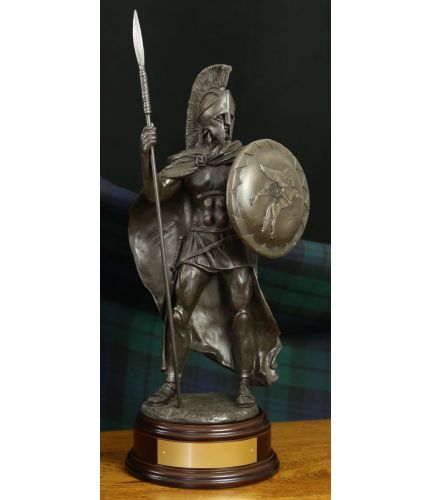 A 12" tall Spartan Warrior with a Pegasus and Bellerophon British Airborne Foces Shield. A great gift for any Airborne Warrior. We include the wooden base and an engraved brass plate