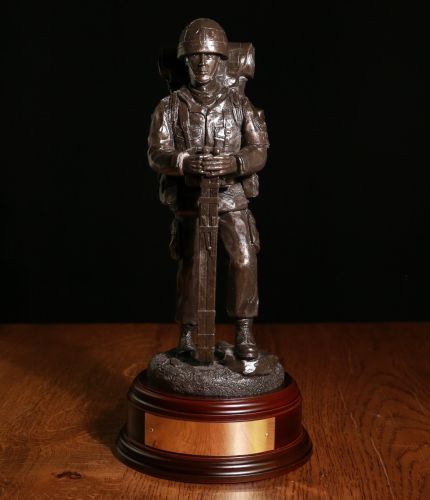 A Regimental Statuette of a Combat Medic of the British Army. We offer a choice of wooden base, free regimental badge and an a engraved brass plate.