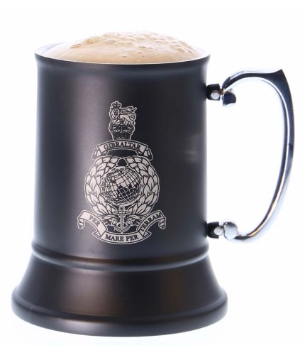 This is a really nice black coated steel tankard. It holds 500ml of beer (1 can) and we offer a free engraving service. As a J product we supply the tankard in its white cardboard box.
