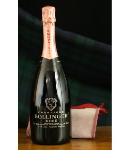 A 75cl bottle of Bollinger Rose Champagne.  The perfect celebration gift which we further enhance with your own message and design on the front. We work with you after ordering and agree the design prior to engraving. 