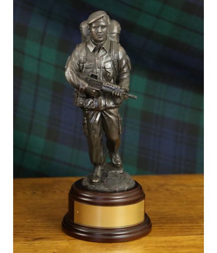 British Army Cadet Outdoors practicing tactics. Cadet Statuettes make great farewell & retirement gifts for Cadets and Cadet Instructors. The Wooden base and an individually engraved brass plate are included. ACF & CCF Crests Available