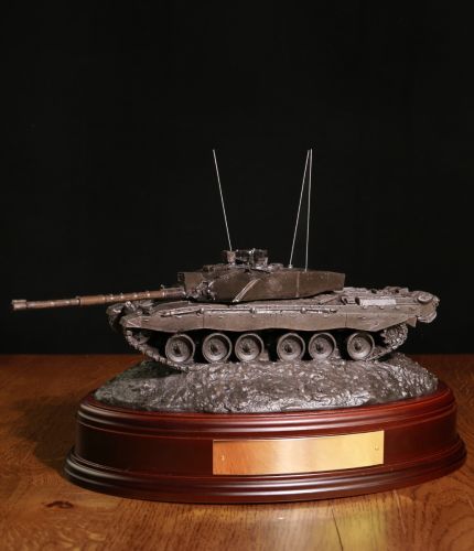 This is a scale replica of a Challenger 2 Main Battle Tank. We offer it Silver, Bronze or Painted. We include a choice of wooden bases, crests and an engraved plate if required.