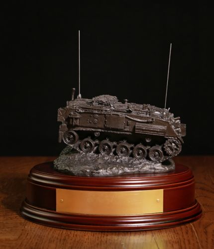 Cold Cast Bronze version of the FV432 Ambulance. We offer this mounted on a choice of wooden base with an engraved plate and the badge of your choice.