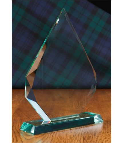 This is the 26cm tall glass flame. It makes a perfect award idea and can be displayed on a desk top, coffee table or shelf. We include all engraving as part of the service. (We sort out the engraving after you order)