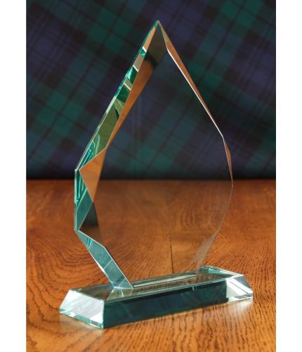 Glass Flame Award, 19cm Tall, Engraved