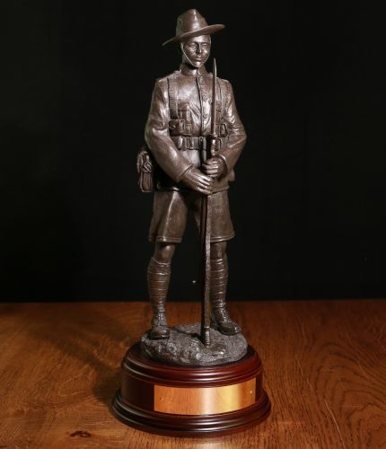 World War One Gurkha Soldier in our 12" Scale. We can make in Silver, Bronze or Painted and there is a choice of wooden base with free engraving.