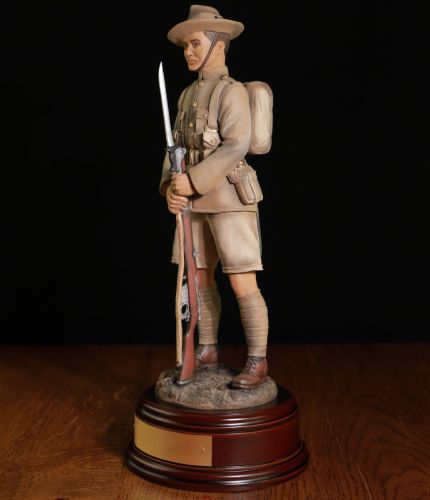 World War One Gurkha Soldier in our 12" Scale. We can make in Silver, Bronze or Painted and there is a choice of wooden base with free engraving.