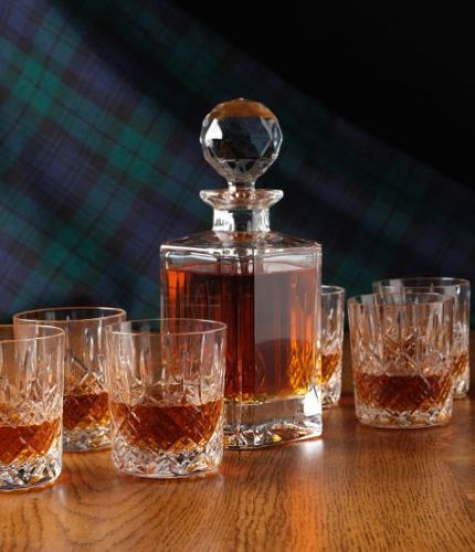 Whisky Mixed Style 7 Piece Hosting Set, Decanter Engraved, Gift Boxed