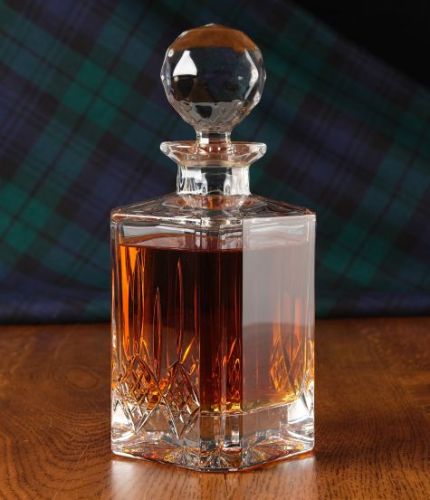 Hand engraved crystal square decanter in gift box