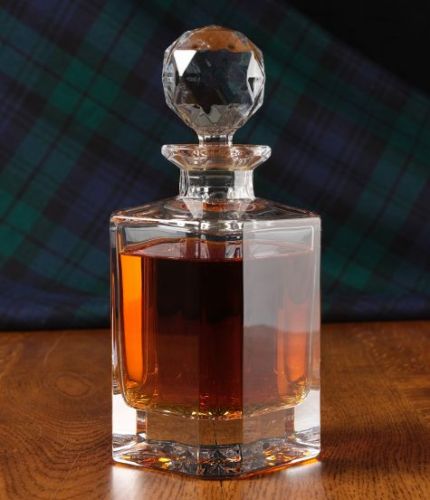 A Panel Cut Crystal Whisky or Brandy Decanter. Design, Setup, pre-approval and Engraving is Included on this piece of Crystal. As this is a J product we only offer transit packing. 