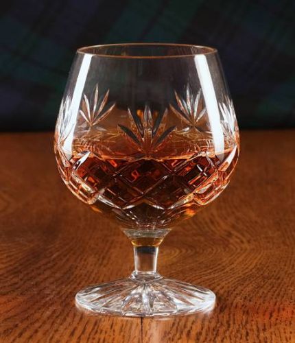 A Fully Cut Crystal Brandy Goblet. Engraving is not possible on this piece of crystal. As this is a J product we only offer transit packing.