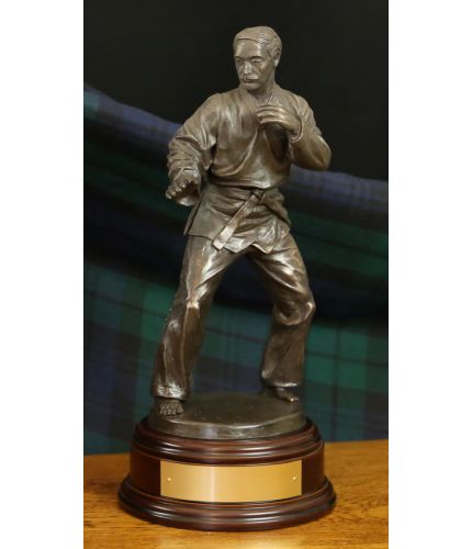 12" Scale cold cast bronze fine art sculpture of a Judo Sensei. This is a genuine Ballantynes Sporting Sculpture made here in Walkerburn. As part of the standard service the wooden base and engraving plate are included.