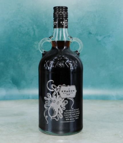 A bottle of Kraken Black Spiced Rum with hessian display and gift bag. After you order we work with you to make the perfect gift idea and you have final approval before we engrave 