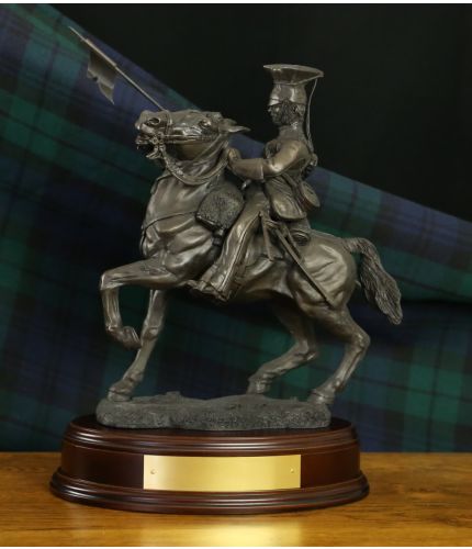 We commemorate the Charge of the Light Brigade. A Lancer cavalryman of the 17th Lancers. We can finish it in Bronze, Silver or Hand Painted and with a choice of wooden bases. We include a free engraved brass plate.