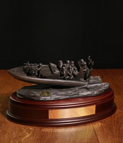Offshore Raiding Craft (ORC) for the Royal Marines and Royal Navy Presentation Sculpture and Retirement Gift. Wooden base and brass plate included.