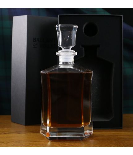 A Wee Dram Set consisting of two mini dram glasses and small glass decanter. We offer free engraving in the front panels of each piece of glass and the set is completed inside a dark blue satin lined presentation box.