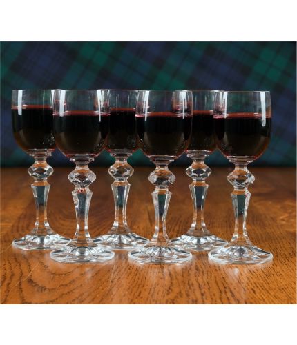 Six port glasses, can be personalised with hand engraving.