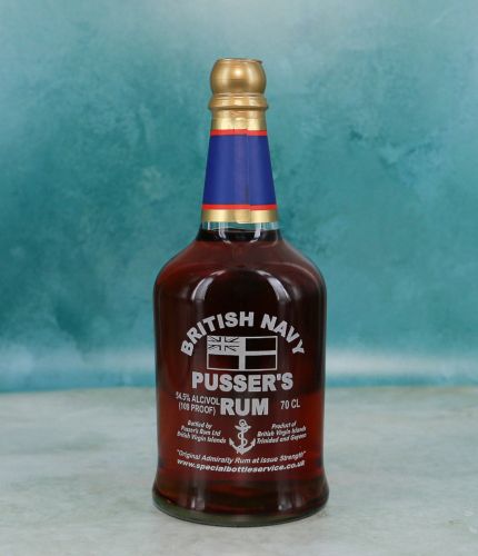 A 70cl bottle of hand engraved Pusser's British Navy Strength Rum supplied in its own hessian display and gift bag. The price includes all engraving with text and images of your choice. We sort out the engraving after you order.