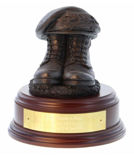Queen's Own Yeomanry Boots and Beret, cast in cold resin bronze and we offer this Boots and Beret on a choice of presentation bases, the BB2, BB3 and BB4 have room to add an engraved plate.