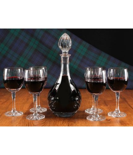 A hand engraved 7 piece Red Wine Hosting Set consisting of a Wine Decanter and 6 Red Wine Glasses. Engraving is included