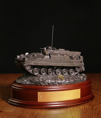 REME Warrior 512 Repair Vehicle in cold cast bronze. We offer the standard wooden base and an engraved brass plate as standard on this presentation piece.