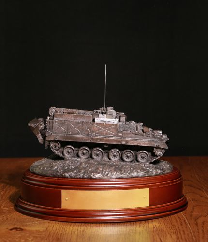 REME Warrior 513 Recovery Vehicle in cold cast bronze. We offer the standard wooden base and an engraved brass plate as standard on this presentation piece.