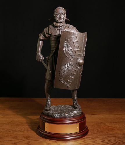 12" Scale Cold Cast Bronze Sculpture of a Roman Legionary of the Tenth Legion at the Battle of the Sabis, fought in 57 BC near modern Saulzoir in Wallonia.