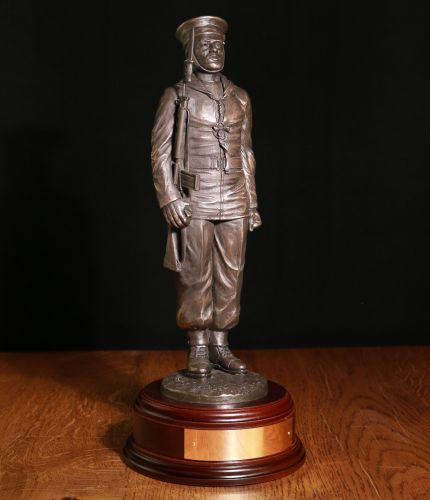 12" Scale bronze or silver sculpture of a modern Royal Navy Rating on Parade with SLR. The man is standing in the 'Attention' position. The statue makes the perfect Royal Navy End of Service, or Top Table leaving gift idea.