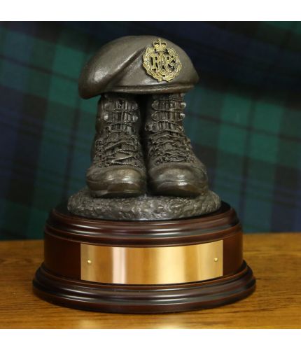 Royal Air Force (RAF) Modern Combat Boots and Beret, cast in cold resin bronze and we offer this Boots and Beret on a choice of presentation bases, some with room to add an engraved plate.