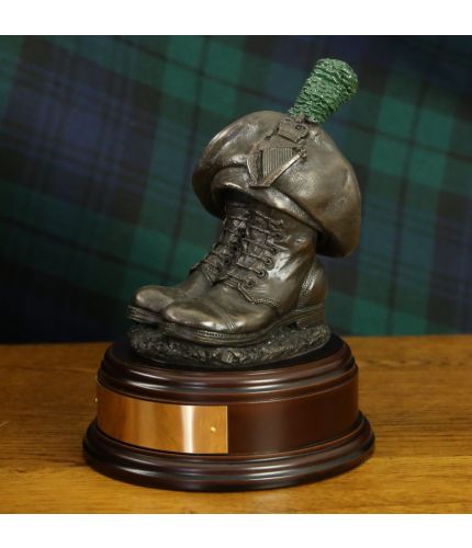 Argyll and Sutherland Highlanders Boots and TOS commemorative military sculpture and farewell gift