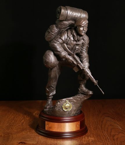 12" scale Royal Marines Commando with SLR Rifle. This statue covers the 1970's and 80's including the Falklands War and Rural Northern Ireland. We include a brass plate and offer a choice of wooden bases.