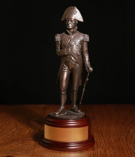 Vice Admiral Nelson at the Battle of Trafalgar. 8" Scale cold cast bronze Royal Navy presentation award. We include a free engraved plate  with this sculpture
