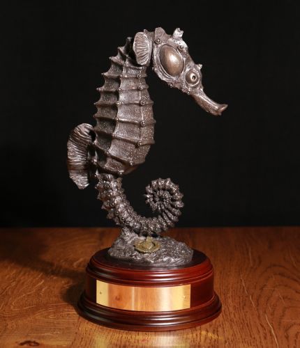 Commando Logistic Regiment and 17 Port and Maritime Regiment RLC, Bronze Seahorse Sculpture. There's a choice of wooden base and an engraved brass plate is included