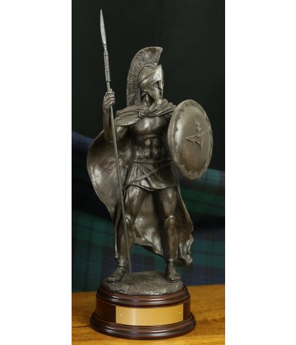 This is our version of a British Parachute Regiment Spartan Warrior with a Parachute Regiment Crest on his shield. We include a brass engraved plate on the wooden base.