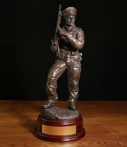 A 12" scale sculpture of Paddy Blair Mayne, one of the founding members of the Special Air Service. We include the wooden base and an engraved brass plate as standard.