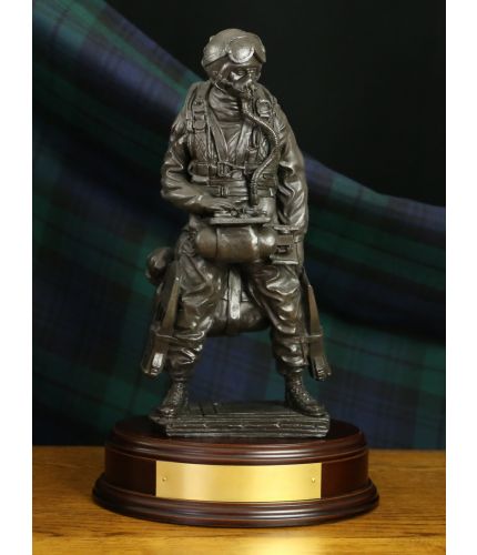 Special forces military presentation award of a HAHO Parachutist ready to be dropped into water. This is the type of jump regularly made by the British SBS or US Navy SEALS. 12" Scale Cold Cast Bronze Manufacture.