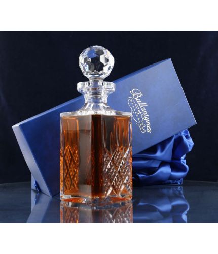 Square cut crystal brandy decanter, personalised hand engraving is included