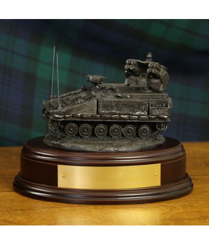 Royal Artillery Stormer Anti Aircraft Vehicle ready to fire. We offer a choice of wooden base and an engraved brass plate as part of the product.