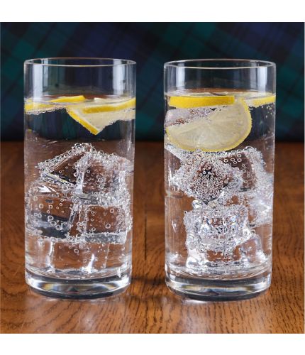 A set of four of plain style crystal highball glasses. These are perfect for that summer day in the garden, with a long cold alcoholic or soft drink. They are sold fully engraved.