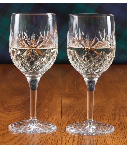 A pair of crystal White Wine glasses. They are in the fully cut style and are gift boxed