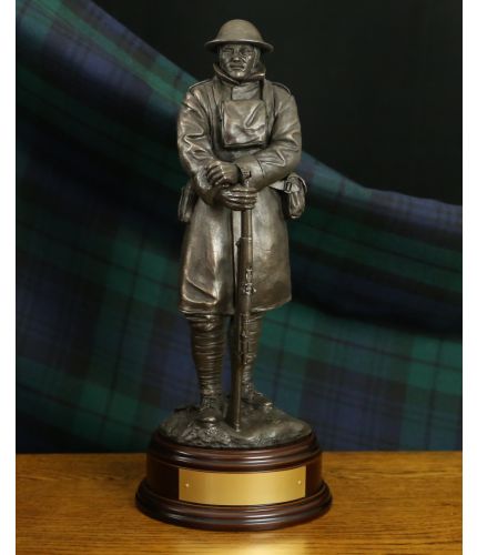 A World War 1 "Tommy". Silver, Bronze or Painted. 12" Scale and we offer a choice of wooden bases and free engraving. 