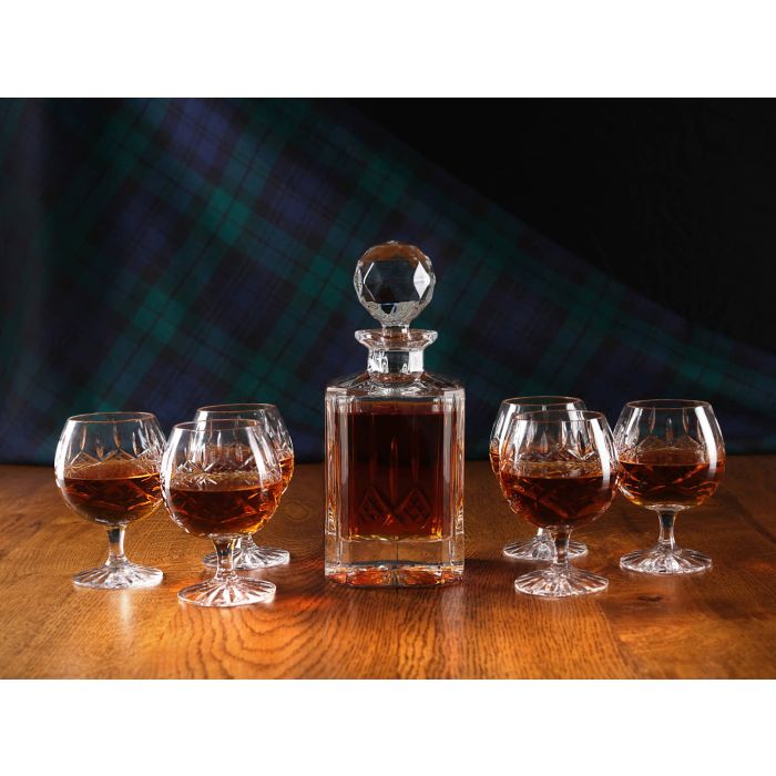 Panel Style Crystal Brandy Decanter, Engraved